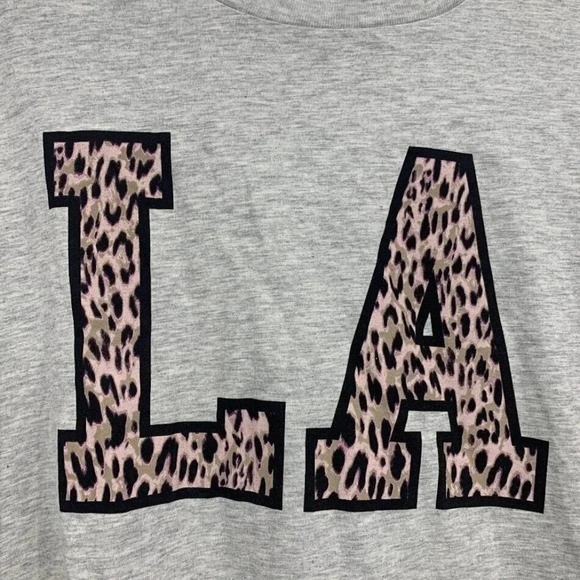 Abound Women's Graphic Cheetah Print LA Oversized Crew Neck T-Shirt Size M NWT - Picture 3 of 10